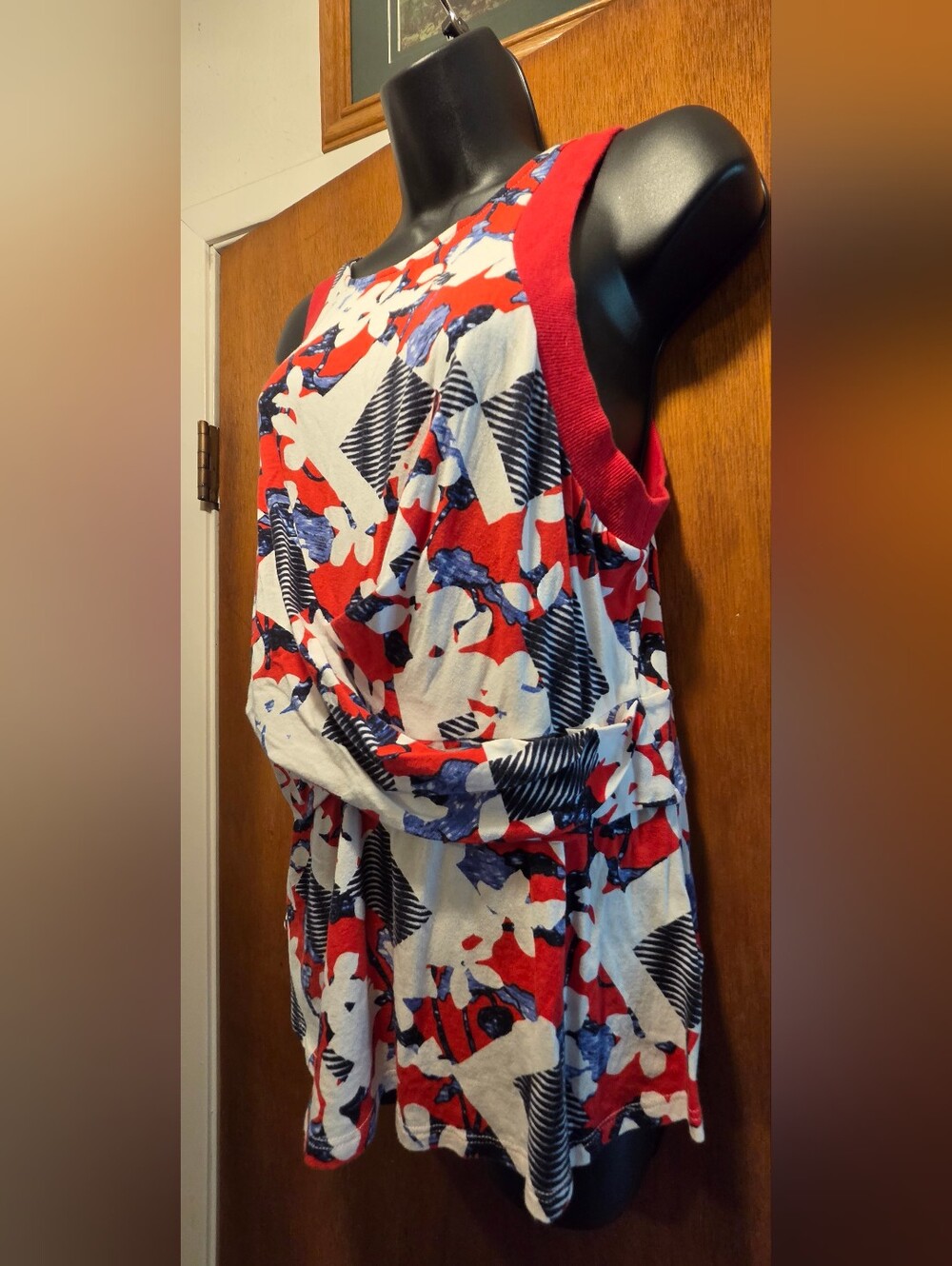 Peter Pilotto for Target Red, White & Blue Abstract Sleeveless Blouse SzL - Picture 5 of 7